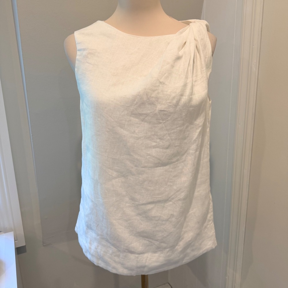 COS White Twisted Knot Linen Sleeveless Top Shell | Size 6 NWT